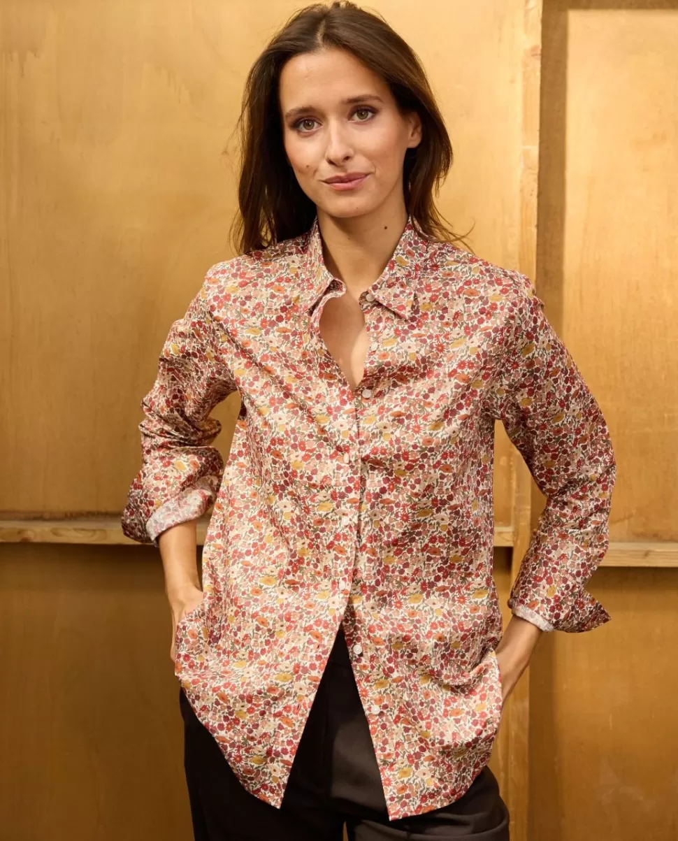 Femme Acanthe Chemisiers | Chemisier classique pli rond en tissu Liberty Poppy Forest