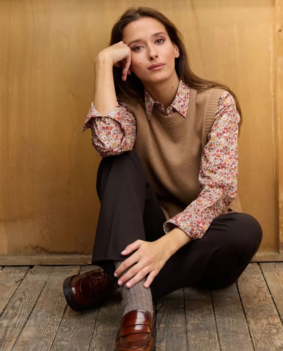 Femme Acanthe Chemisiers | Chemisier classique pli rond en tissu Liberty Poppy Forest