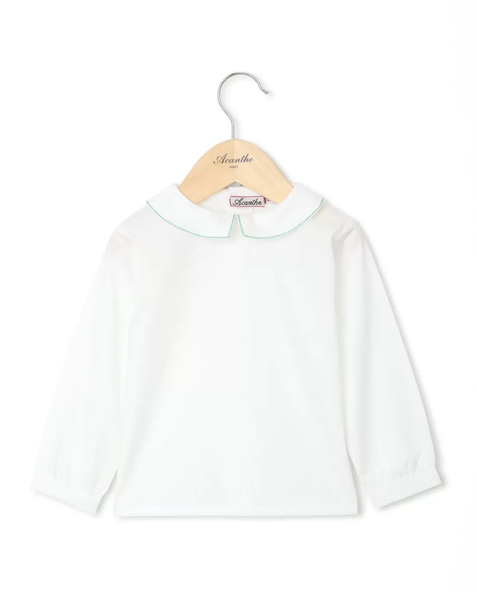 Acanthe Chemisiers, Blouses & Polos | Chemisier col carré blanc liseré vert