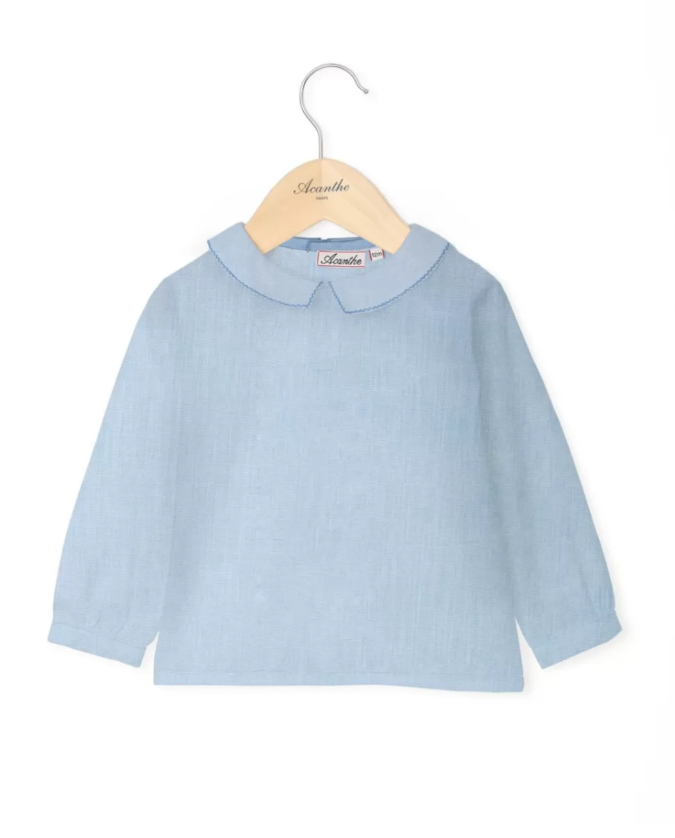 Acanthe Chemisiers, Blouses & Polos | Chemisier col carré bleu liseré bleu