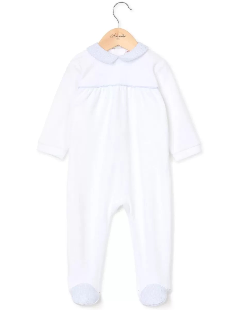 Acanthe Pyjamas | Dors bien blanc col carré vichy ciel