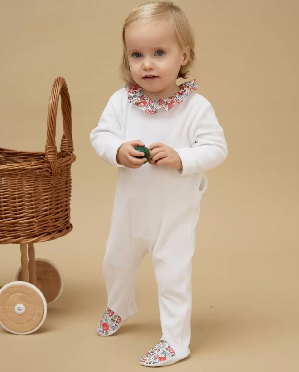Acanthe Pyjamas | Dors bien blanc col volanté en tissu Liberty Felicite