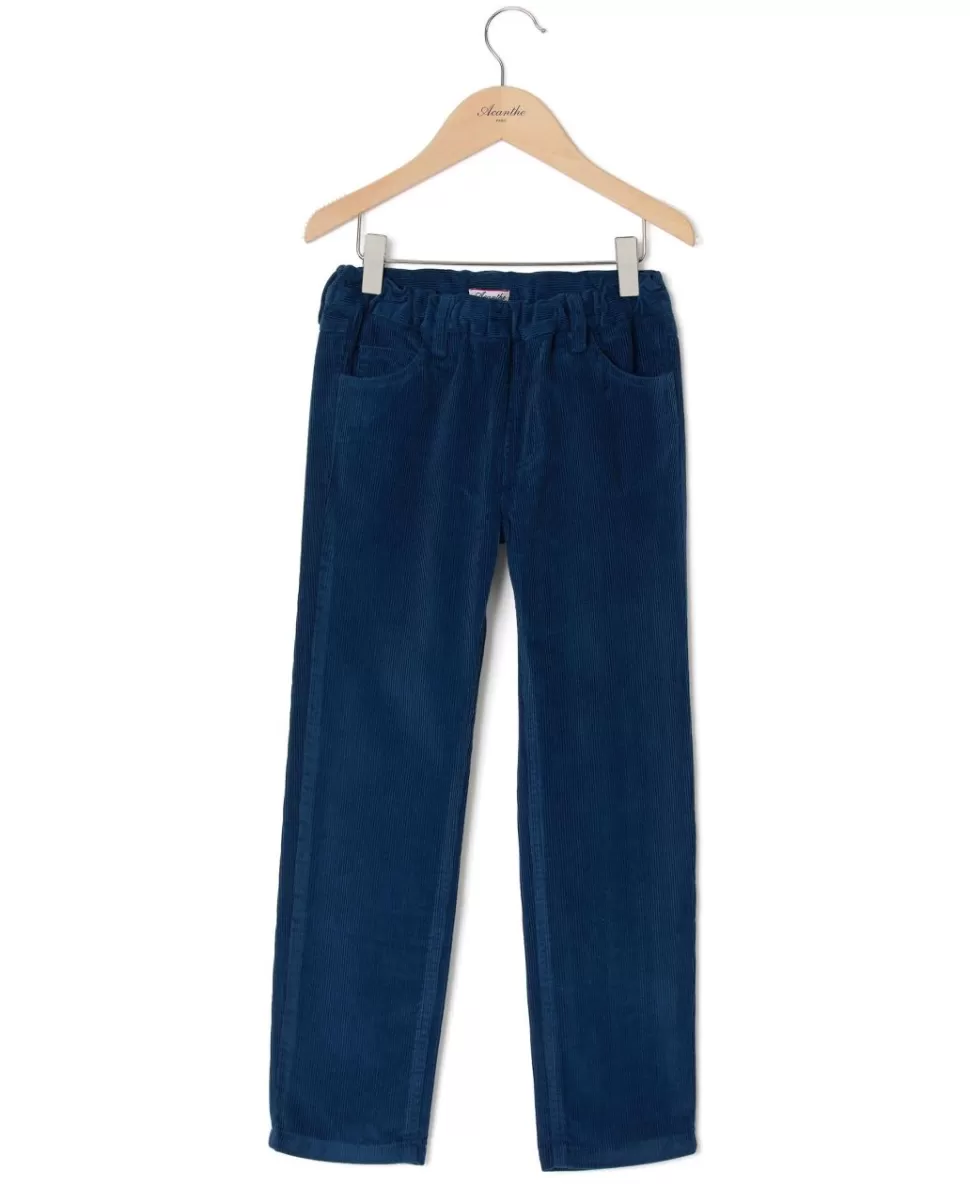 Enfant Acanthe Pantalons, Salopettes, Bermudas | Pantalon élastiqué velours bleu foncé