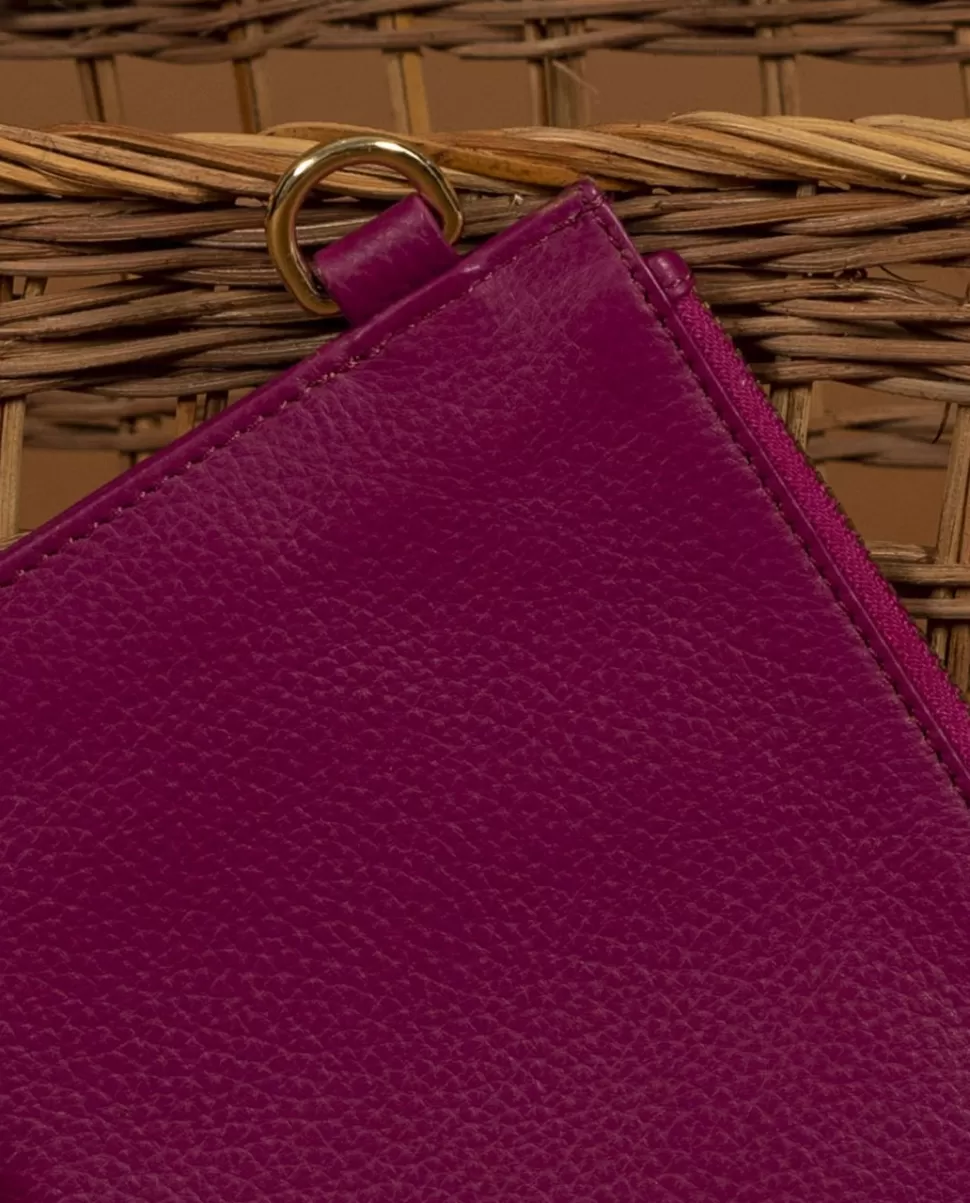 Femme Acanthe Petite Maroquinerie | Pochette cuir rose foncé