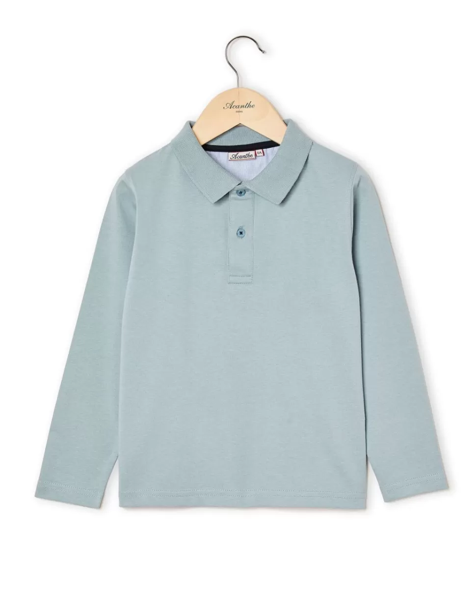 Enfant Acanthe Polos & T-Shirts | Polo jersey manches longues vert d'eau
