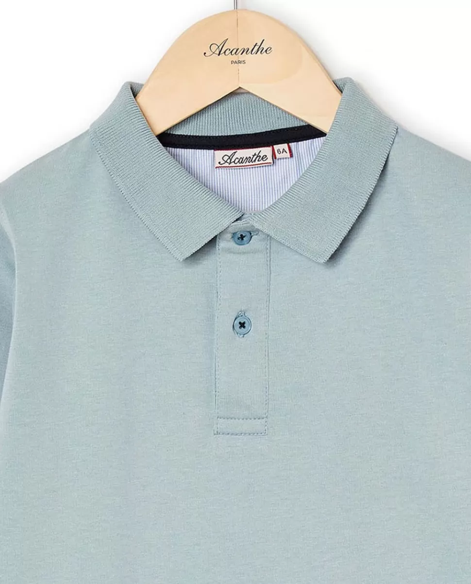Enfant Acanthe Polos & T-Shirts | Polo jersey manches longues vert d'eau