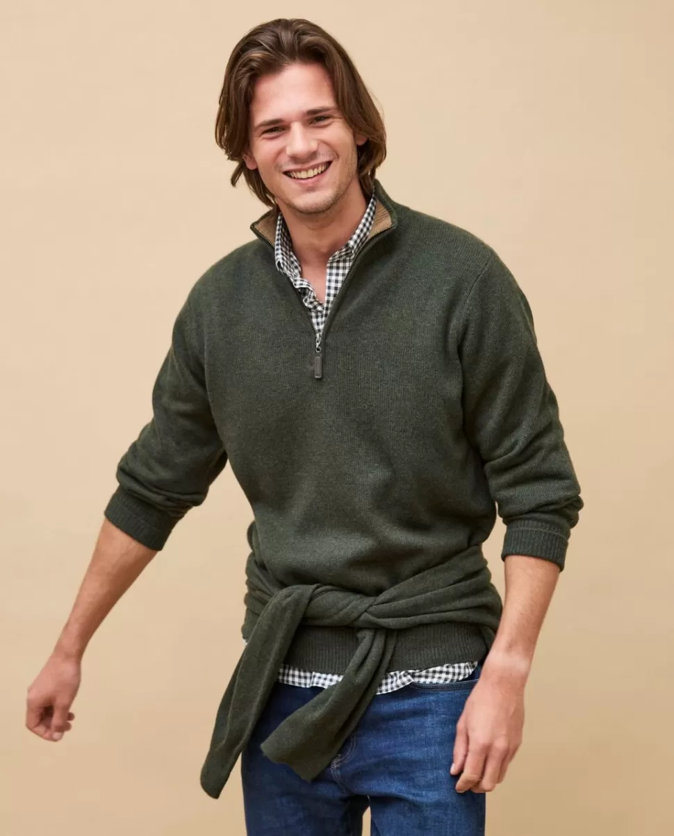 Homme Acanthe Pull Zippé | Pulls | Pull col camionneur zippé jauge 7 100% cachemire