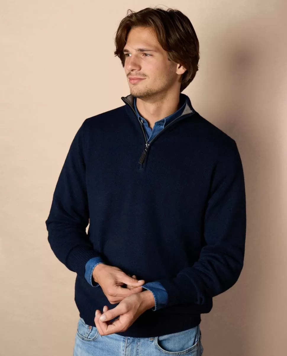Homme Acanthe Pull Zippé | Pulls | Pull col camionneur zippé jauge 7 100% cachemire