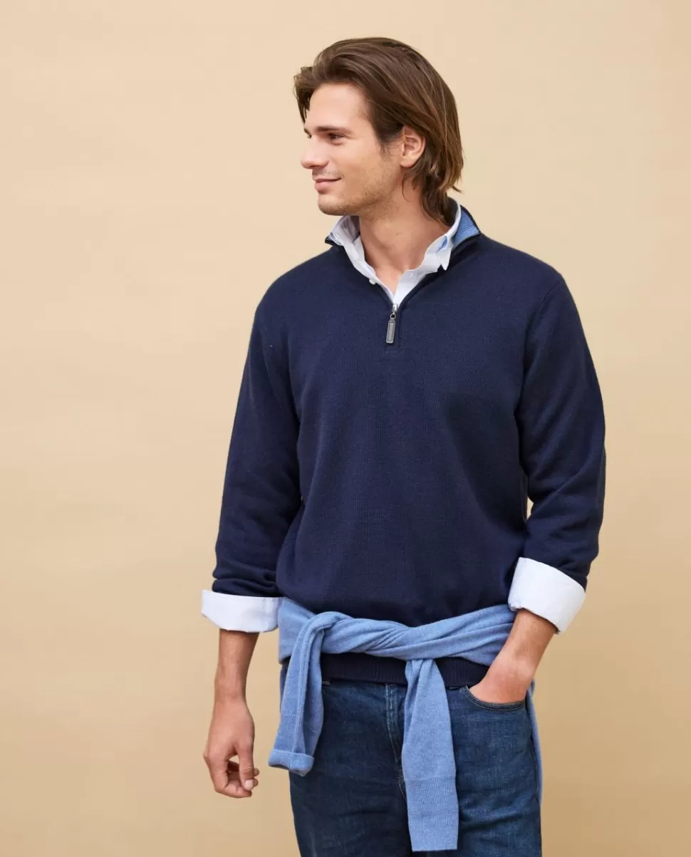 Homme Acanthe Pull Zippé | Pulls | Pull col camionneur zippé jauge 7 100% cachemire