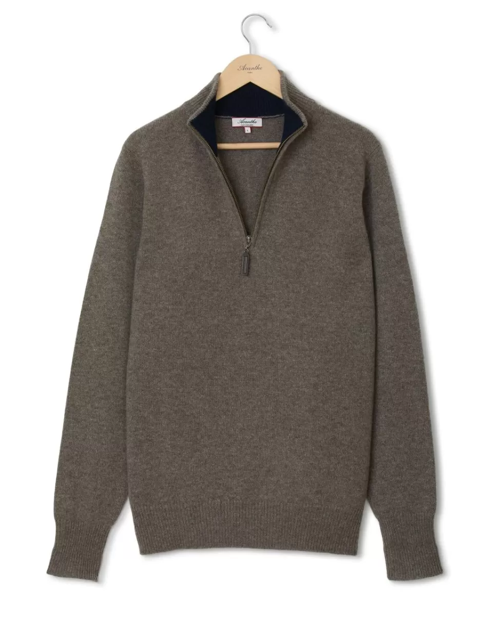Homme Acanthe Pull Zippé | Pulls | Pull col camionneur zippé jauge 7 100% cachemire