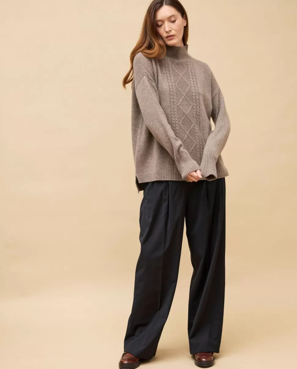Femme Acanthe Col Roulé & Col Montant | Pulls & Cardigans | Pull col montant torsade 100% cachemire