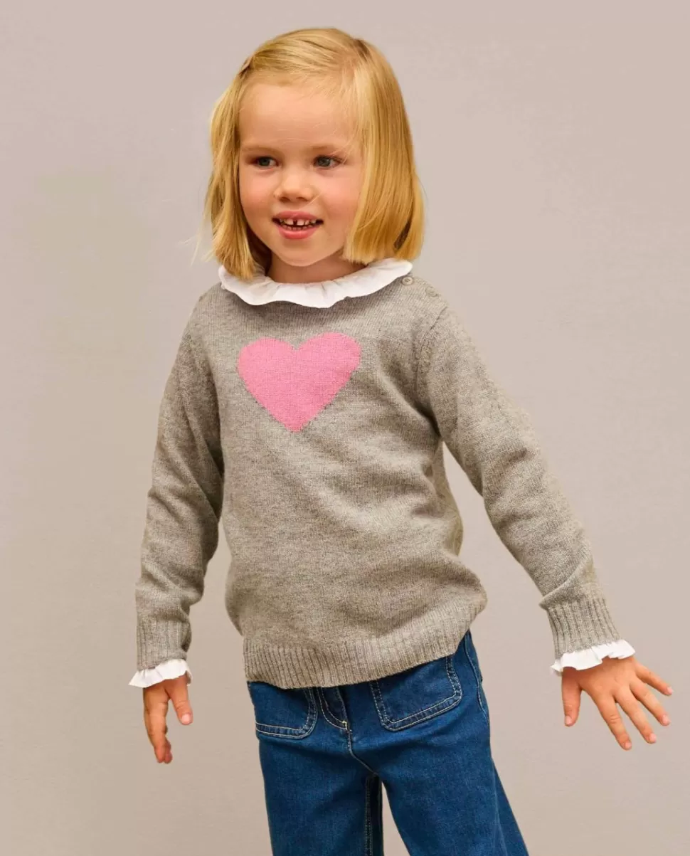 Enfant Acanthe Pulls & Cardigans | Pull col rond jacquard coeur 100% lambswool