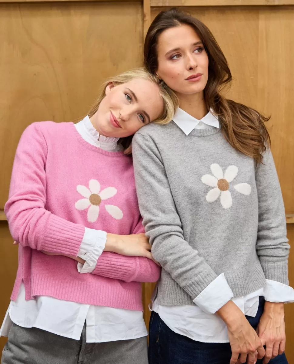 Femme Acanthe Pulls & Cardigans | Pull col rond jacquard marguerite 100% lambswool