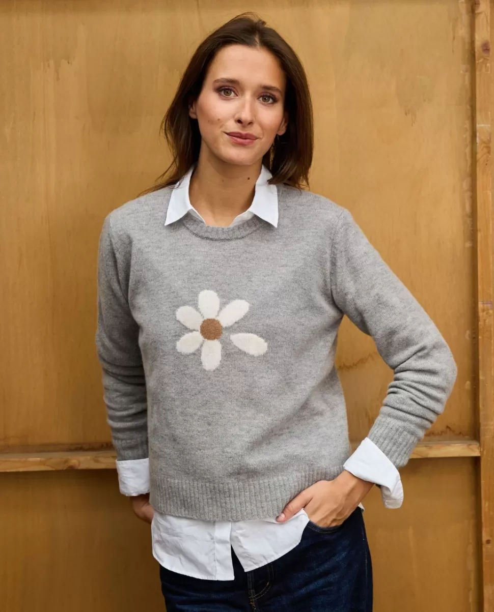 Femme Acanthe Pulls & Cardigans | Pull col rond jacquard marguerite 100% lambswool