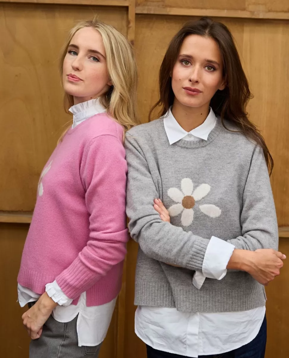 Femme Acanthe Pulls & Cardigans | Pull col rond jacquard marguerite 100% lambswool