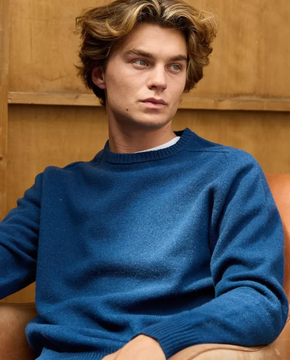 Homme Acanthe Pulls | Pull col rond marine clair 100% lambswool
