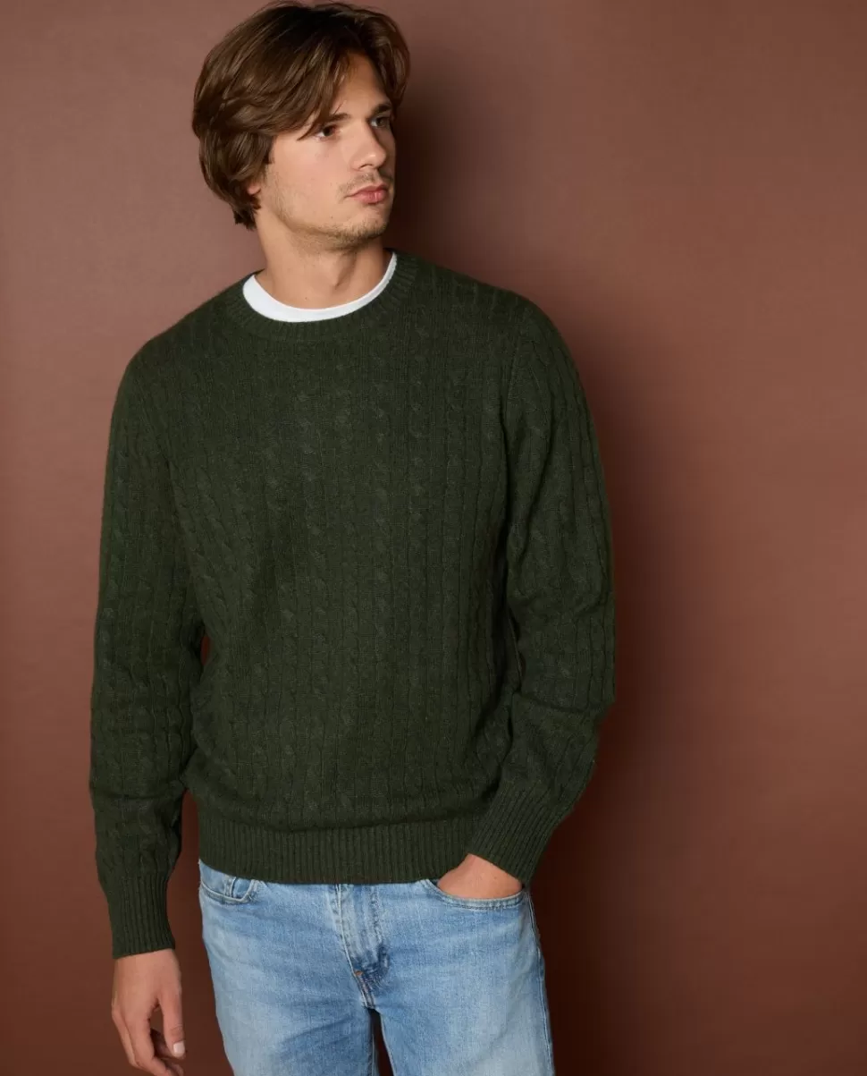 Homme Acanthe Col Rond | Pulls | Pull col rond torsade jauge 7 100% cachemire