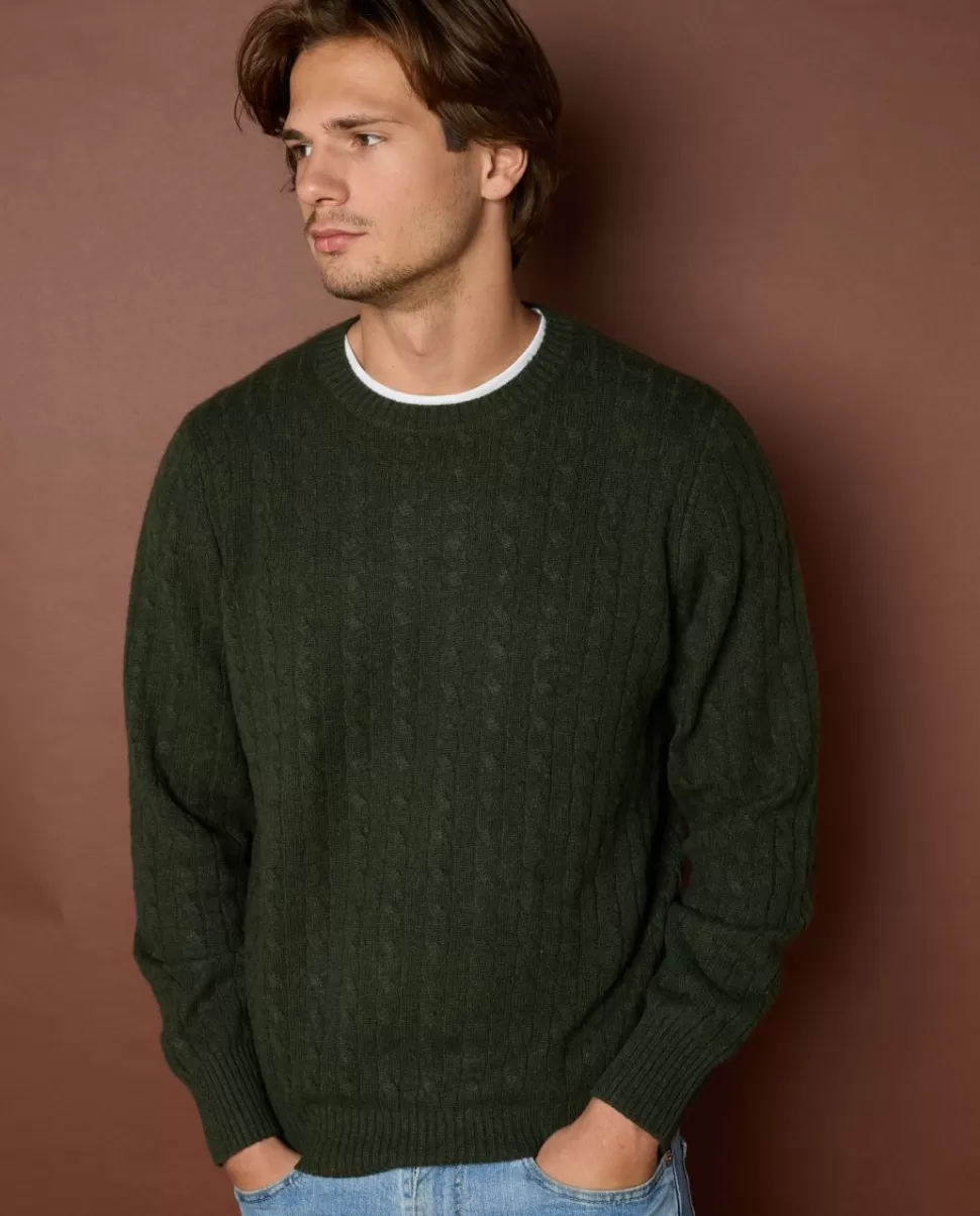 Homme Acanthe Col Rond | Pulls | Pull col rond torsade jauge 7 100% cachemire