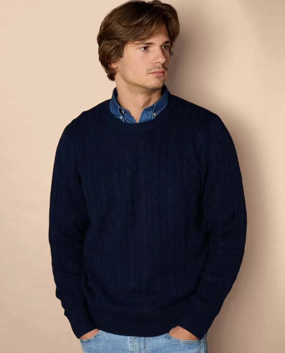 Homme Acanthe Col Rond | Pulls | Pull col rond torsade jauge 7 100% cachemire
