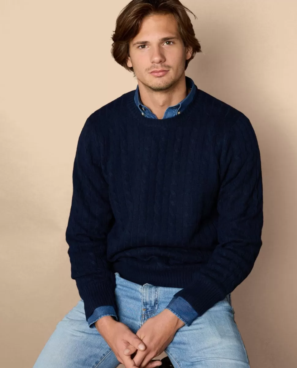 Homme Acanthe Col Rond | Pulls | Pull col rond torsade jauge 7 100% cachemire