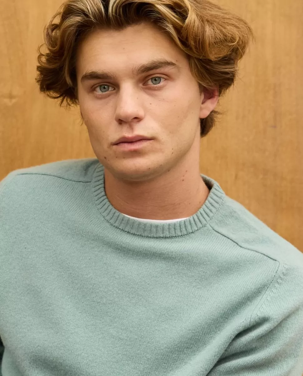 Homme Acanthe Pulls | Pull col rond vert d'eau 100% lambswool