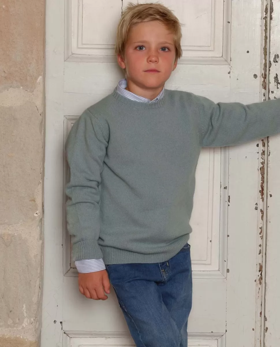 Enfant Acanthe Pulls & Sweats | Pull col rond vert d'eau 100% lambswool