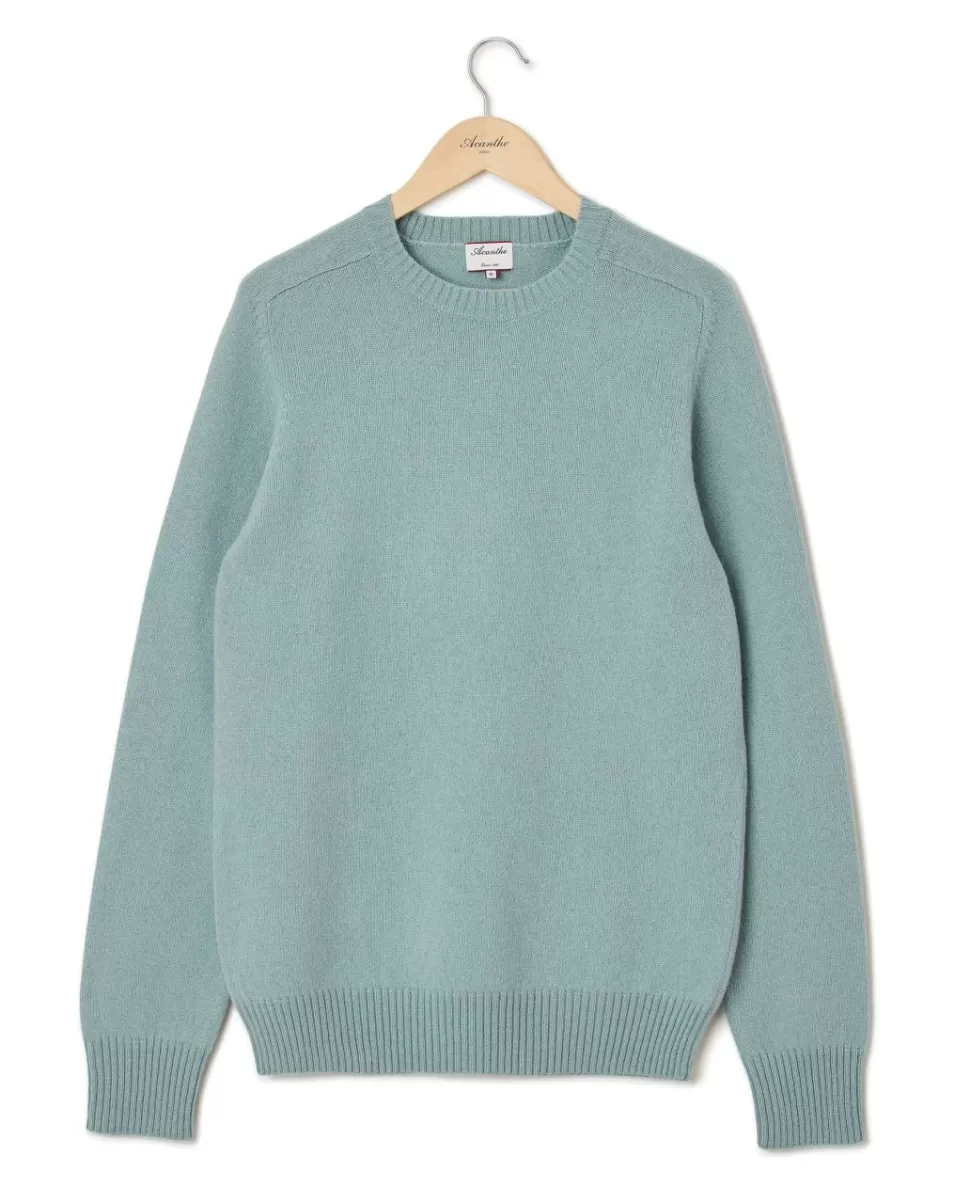 Homme Acanthe Pulls | Pull col rond vert d'eau 100% lambswool