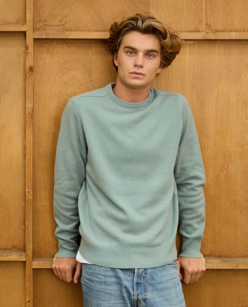 Homme Acanthe Pulls | Pull col rond vert d'eau 100% lambswool