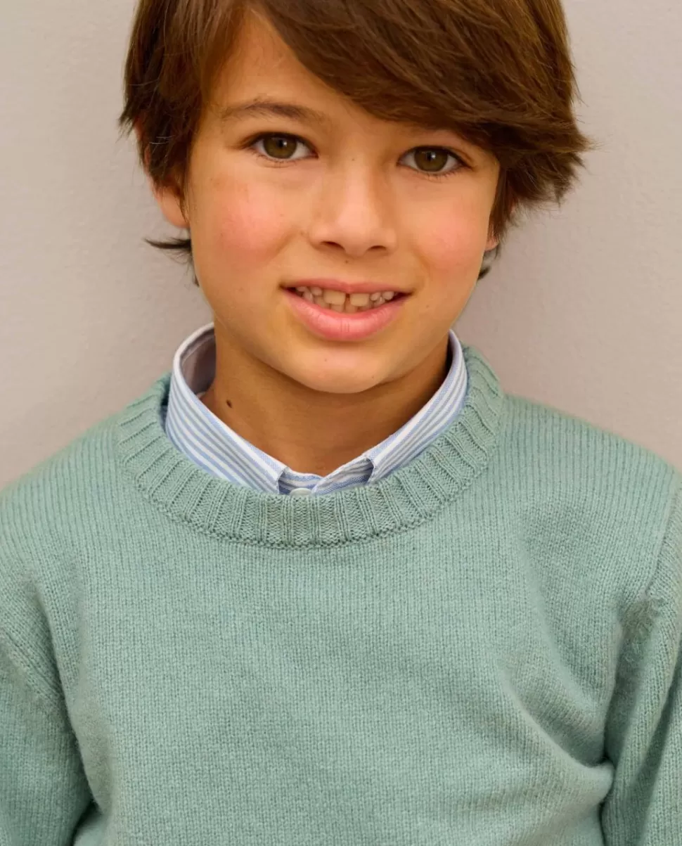 Enfant Acanthe Pulls & Sweats | Pull col rond vert d'eau 100% lambswool