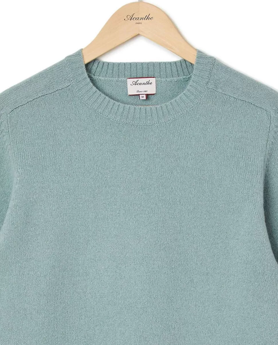 Homme Acanthe Pulls | Pull col rond vert d'eau 100% lambswool