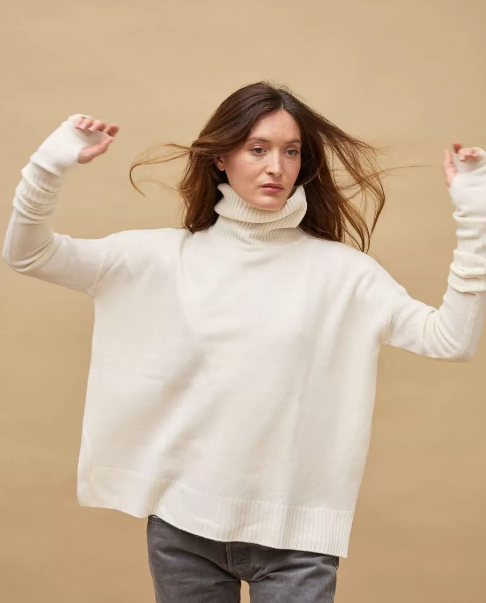 Femme Acanthe Col Roulé & Col Montant | Pulls & Cardigans | Pull col roulé ample écru 100% cachemire