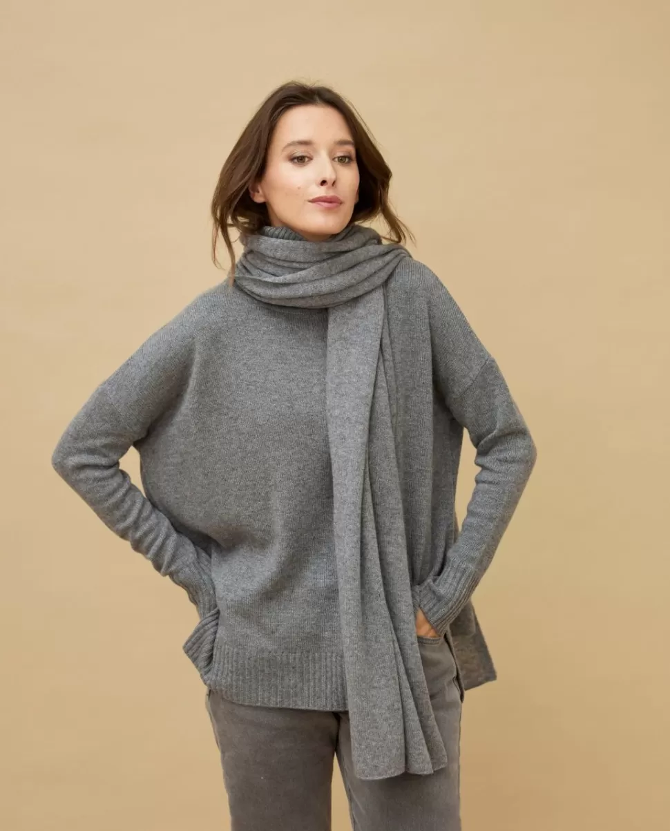 Femme Acanthe Col Roulé & Col Montant | Pulls & Cardigans | Pull col roulé ample gris moyen 100% cachemire