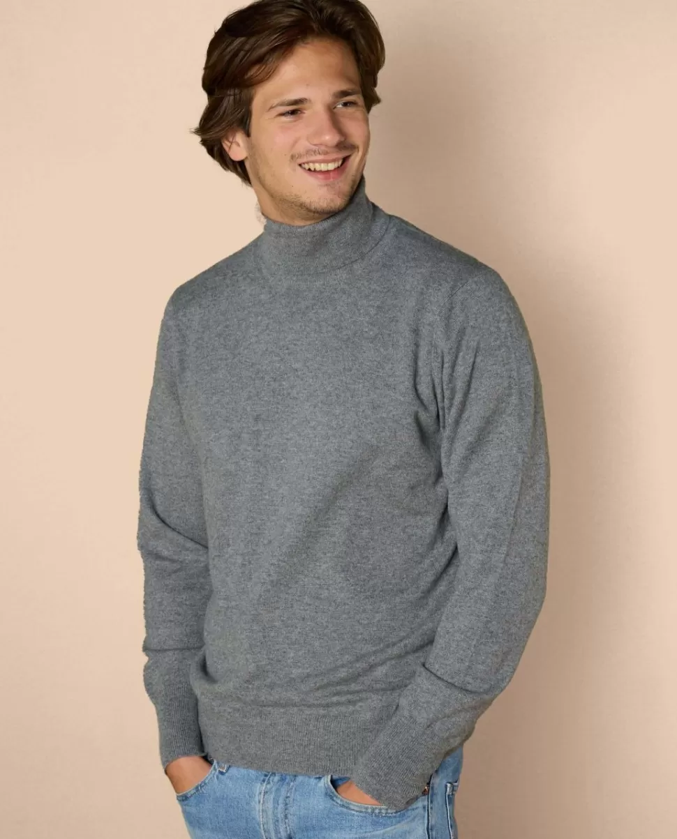 Homme Acanthe Col Roulé | Pulls | Pull col roulé gris 100% cachemire