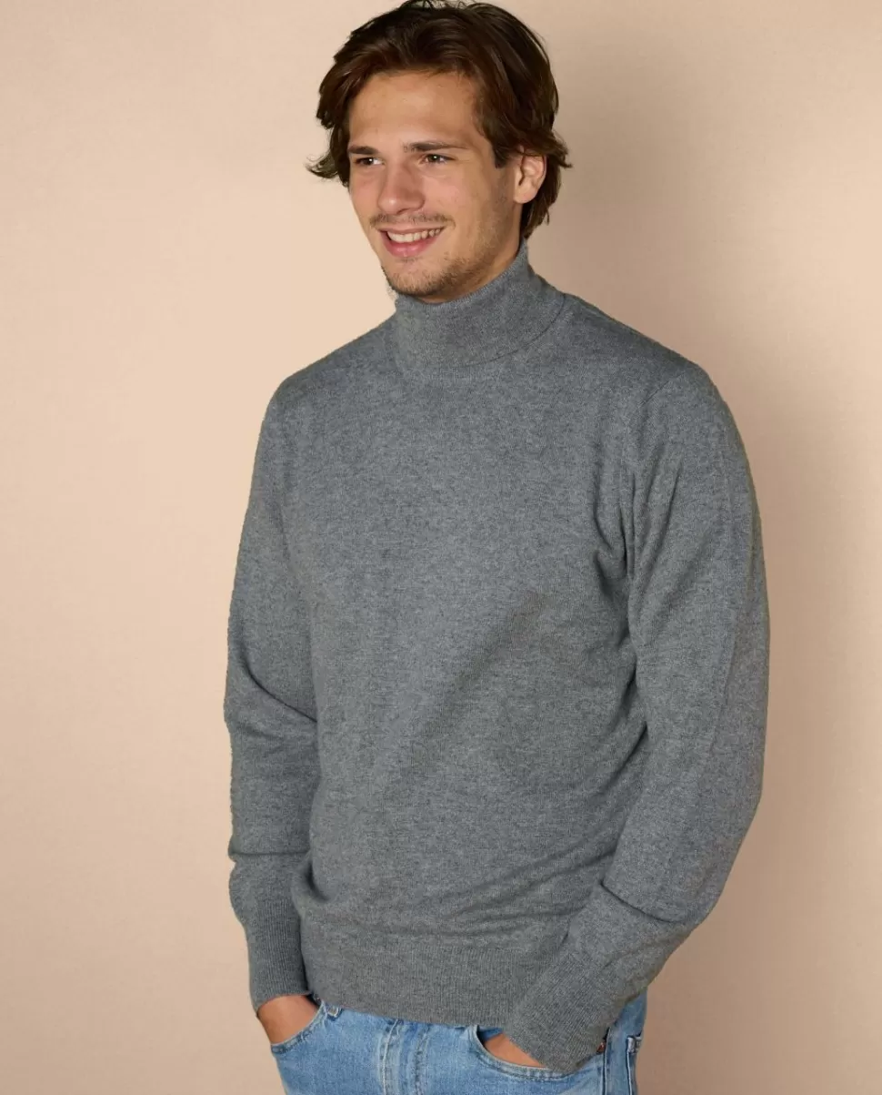 Homme Acanthe Col Roulé | Pulls | Pull col roulé gris 100% cachemire