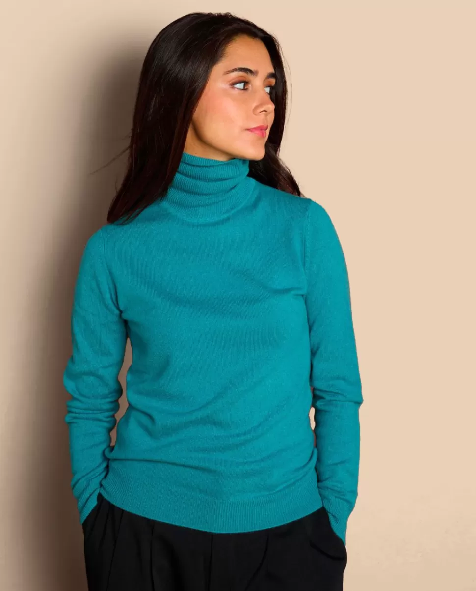 Femme Acanthe Col Roulé & Col Montant | Pulls & Cardigans | Pull col roulé vert grisé 100% cachemire
