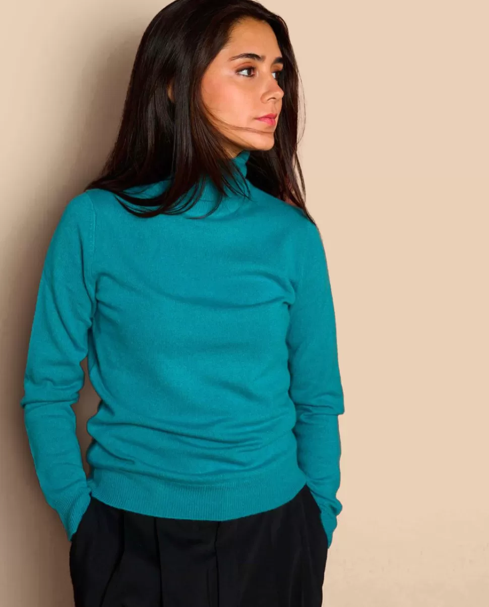 Femme Acanthe Col Roulé & Col Montant | Pulls & Cardigans | Pull col roulé vert grisé 100% cachemire