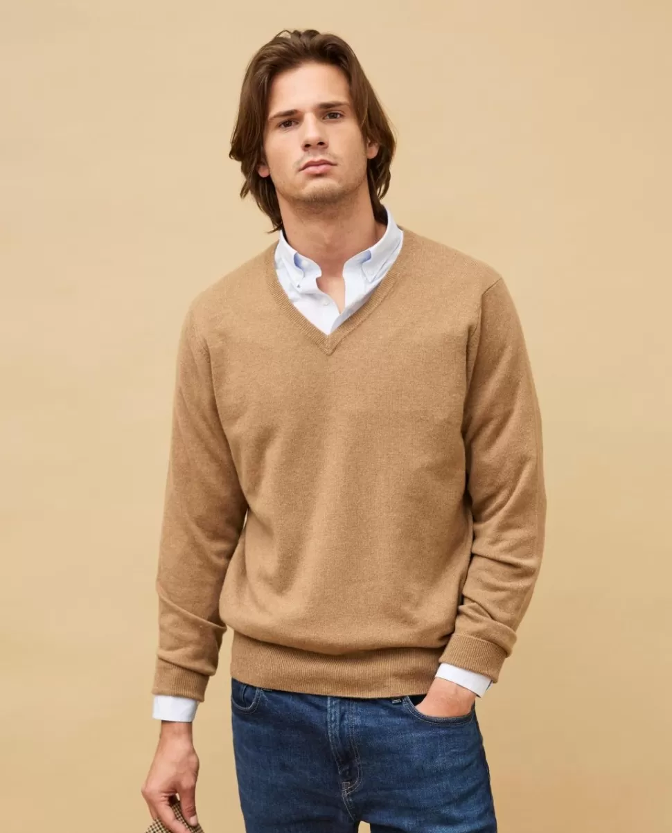 Homme Acanthe Col V | Pulls | Pull col V 100% cachemire