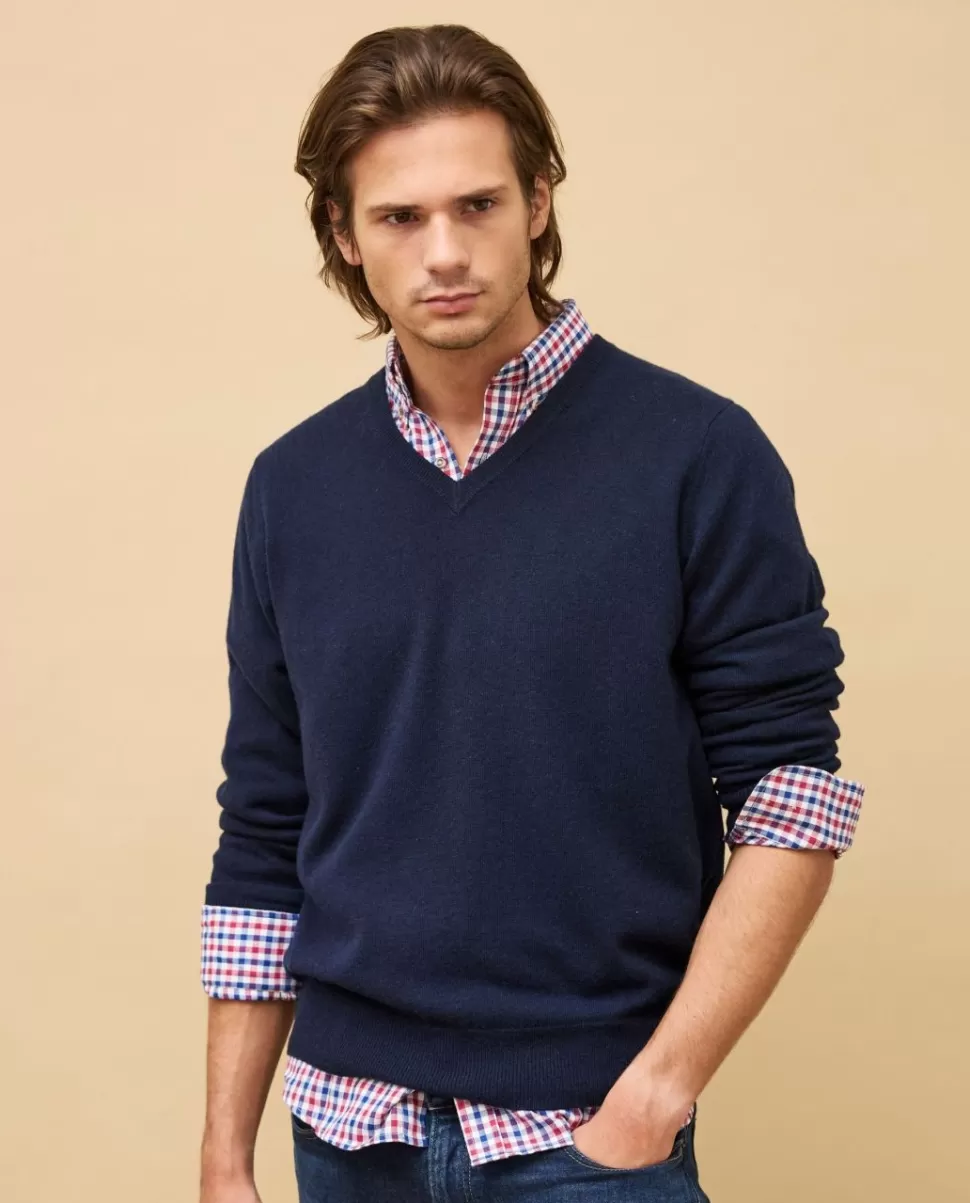 Homme Acanthe Col V | Pulls | Pull col V 100% cachemire