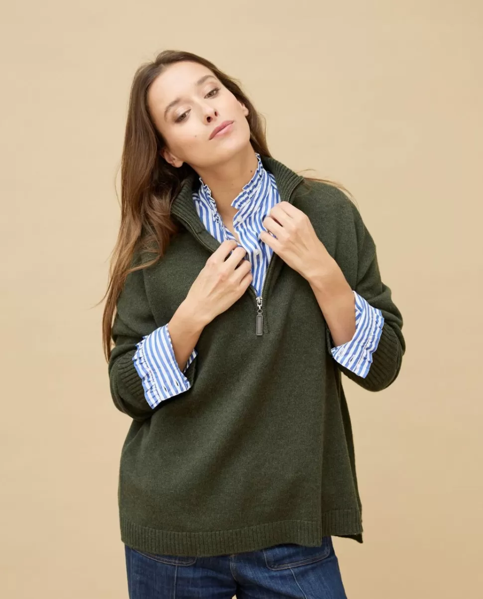 Femme Acanthe Col Roulé & Col Montant | Pulls & Cardigans | Pull col zippé loose 100% cachemire