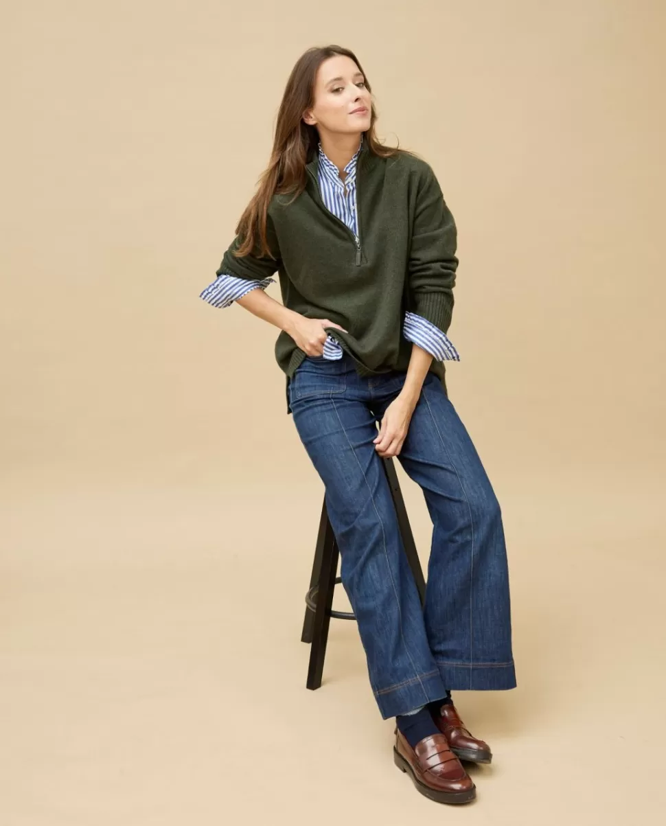 Femme Acanthe Col Roulé & Col Montant | Pulls & Cardigans | Pull col zippé loose 100% cachemire