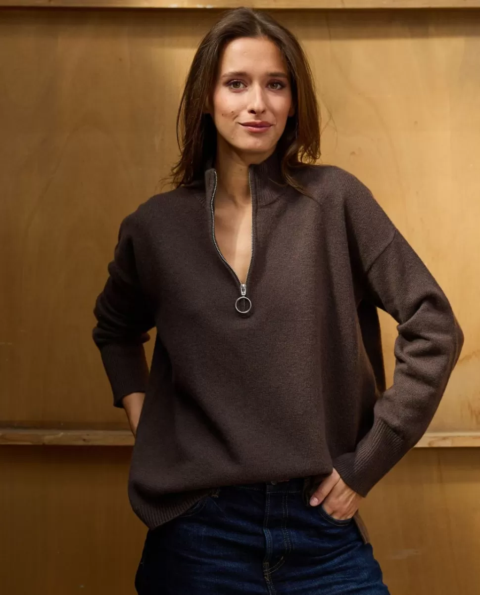 Femme Acanthe Pulls & Cardigans | Pull col zippé loose 100% lambswool