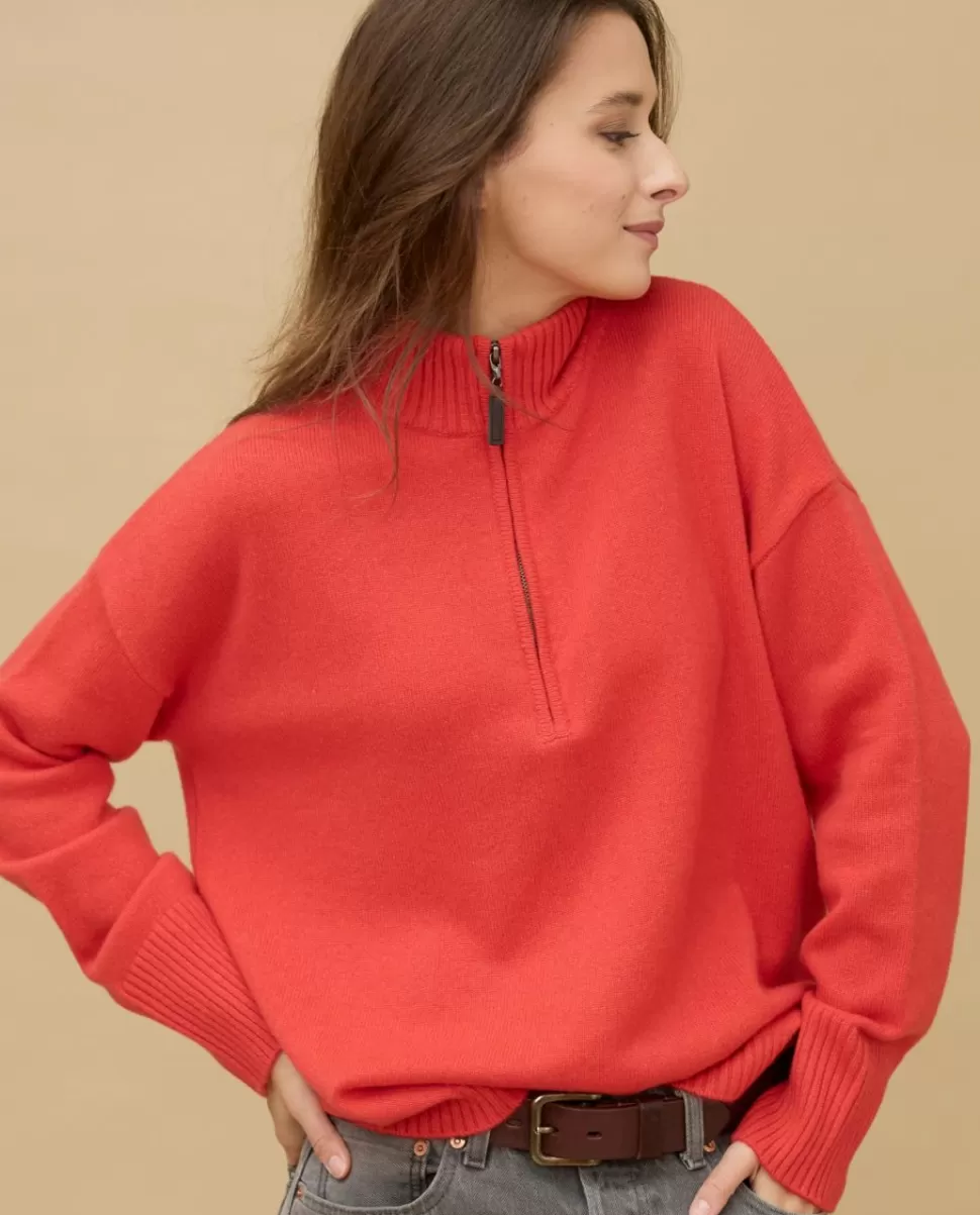 Femme Acanthe Col Rond | Pulls & Cardigans | Pull col zippé loose 100% cachemire
