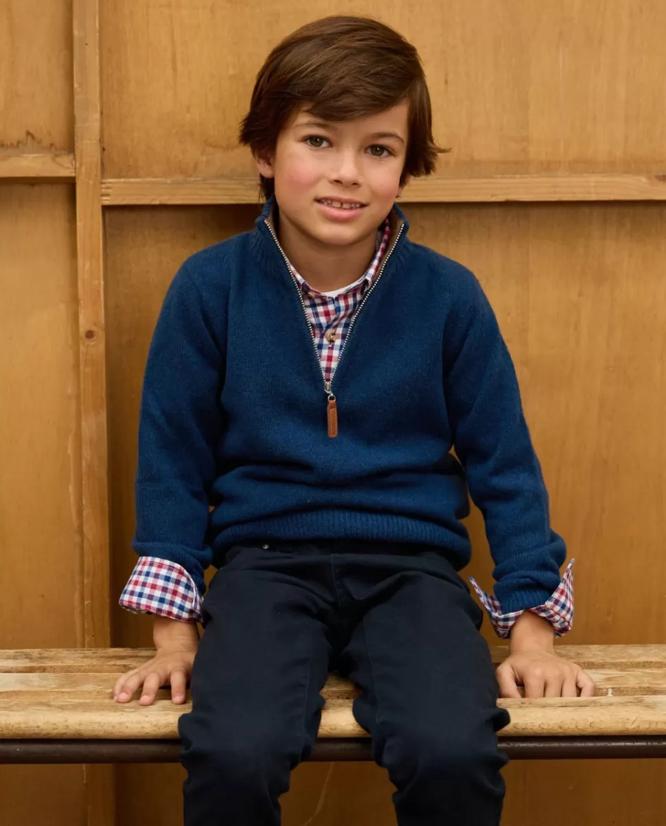 Enfant Acanthe Pulls & Sweats | Pull col zippé marine clair 100% lambswool