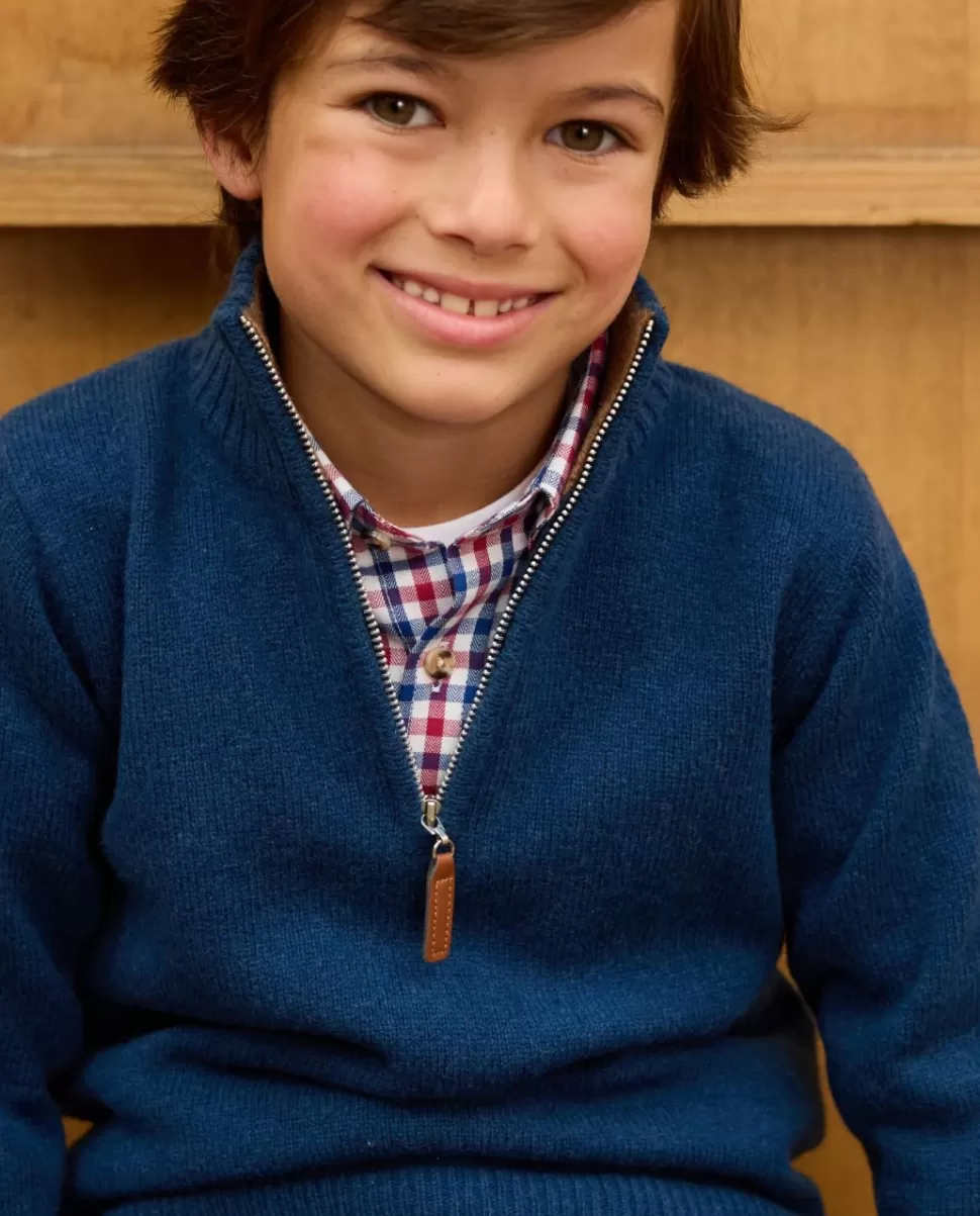 Enfant Acanthe Pulls & Sweats | Pull col zippé marine clair 100% lambswool