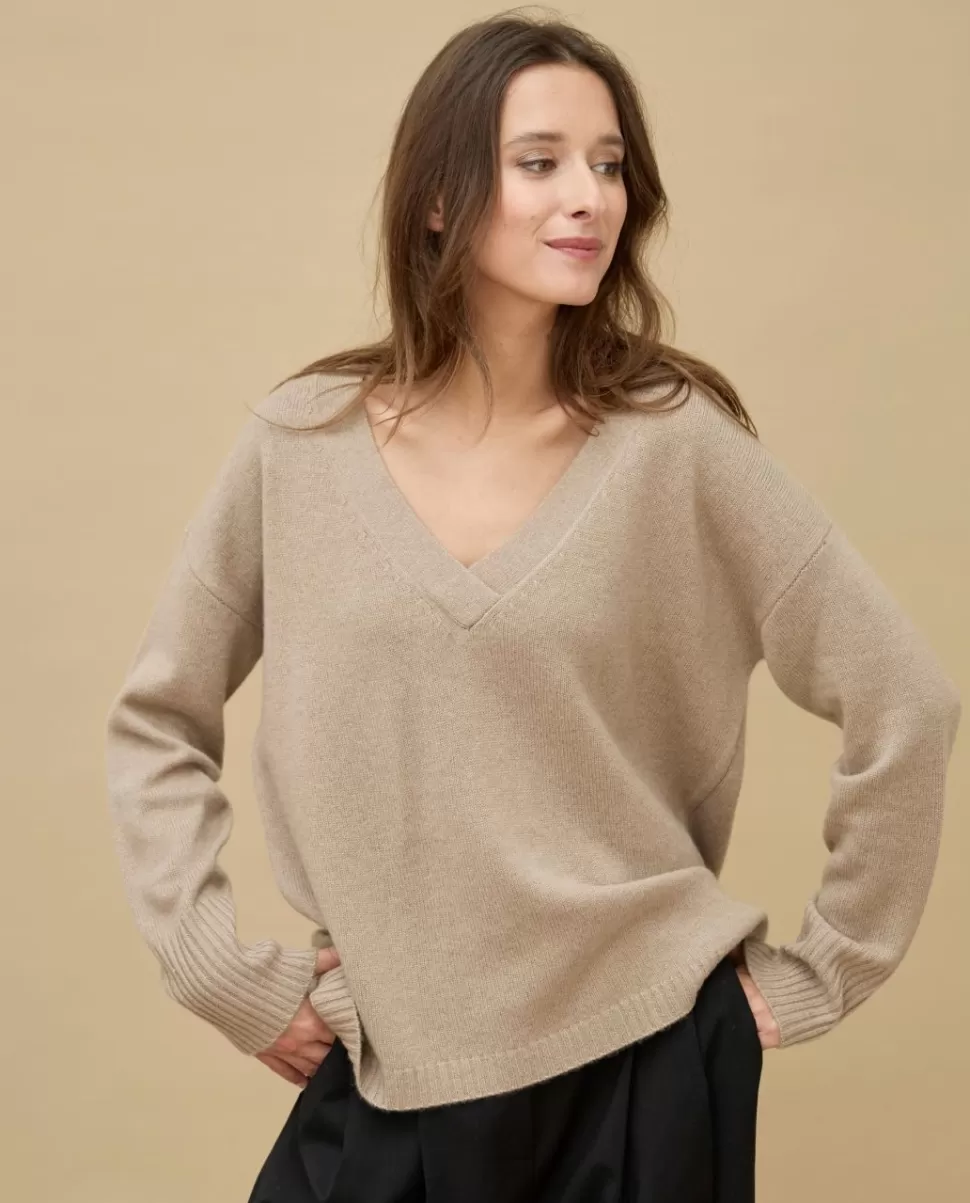 Femme Acanthe Col V | Pulls & Cardigans | Pull loose V croisé 100% cachemire