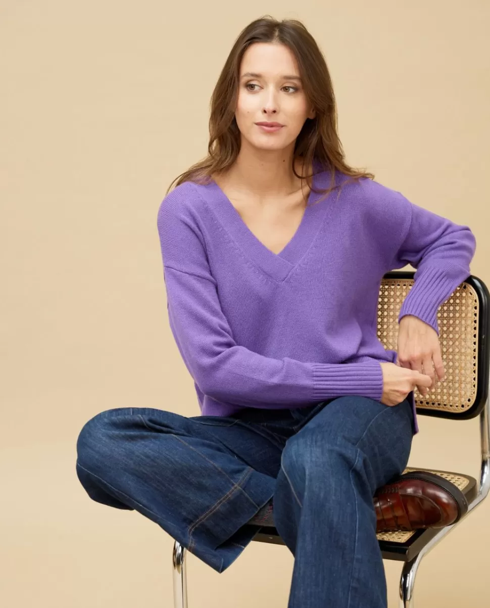 Femme Acanthe Col V | Pulls & Cardigans | Pull loose V croisé 100% cachemire