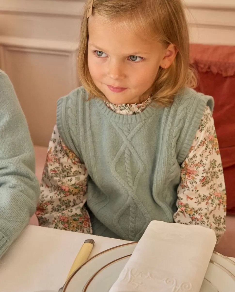 Enfant Acanthe Pulls & Cardigans | Pull sans manches vert d'eau 100% lambswool