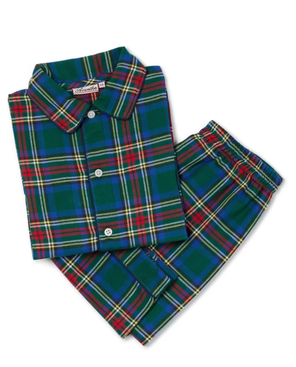 Enfant Acanthe Pyjamas | Pyjama écossais vert
