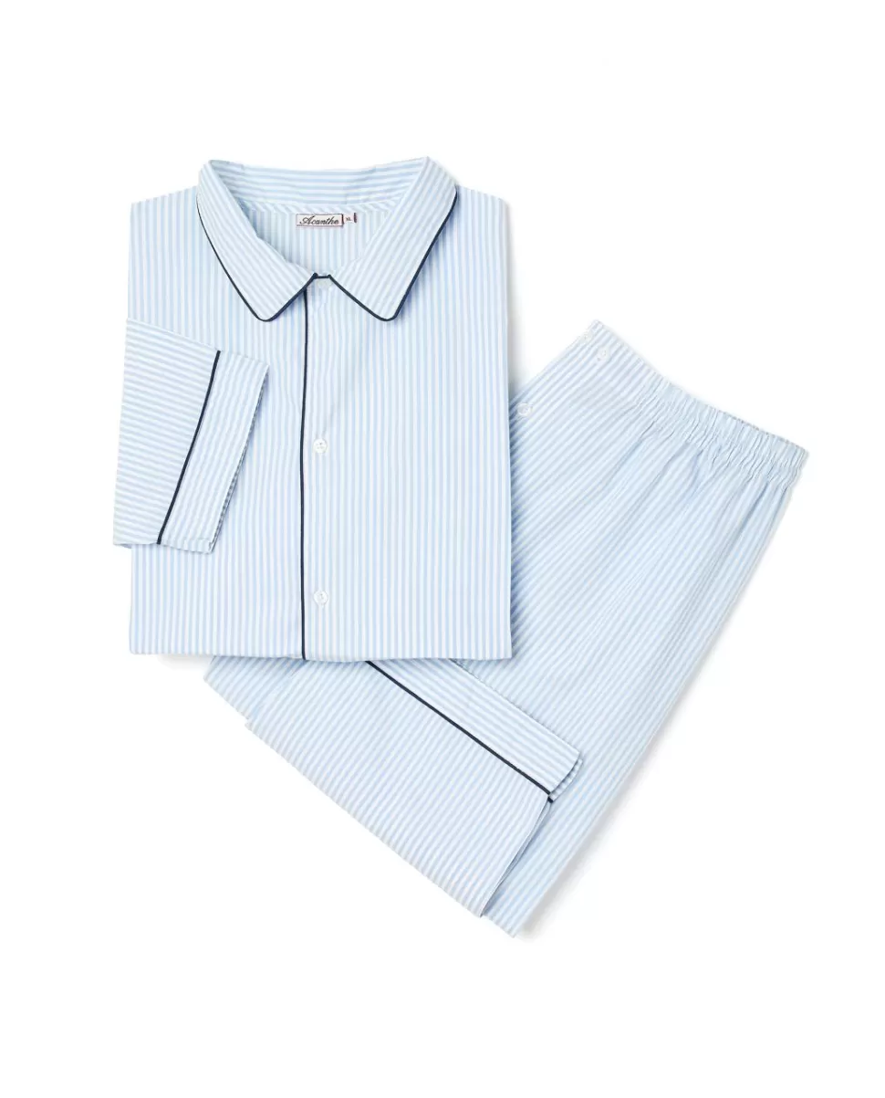 Homme Acanthe Pyjamas | Pyjama long rayure ciel