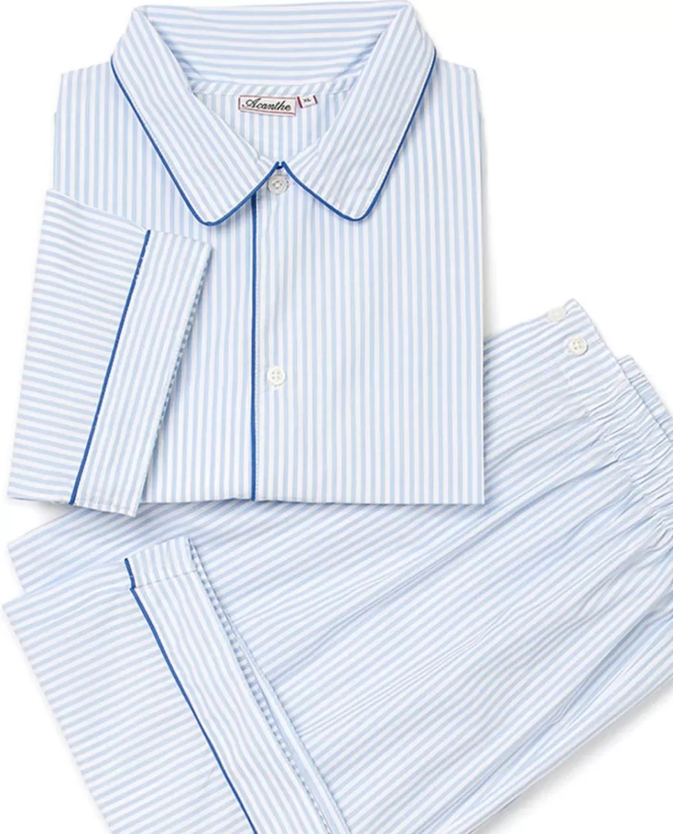 Homme Acanthe Pyjamas | Pyjama long rayure ciel